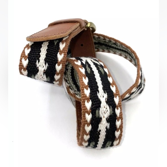 American Eagle AE Women’s Belt Medium Leather Tabs Woven Southwest Boho Preppy - Picture 3 of 8